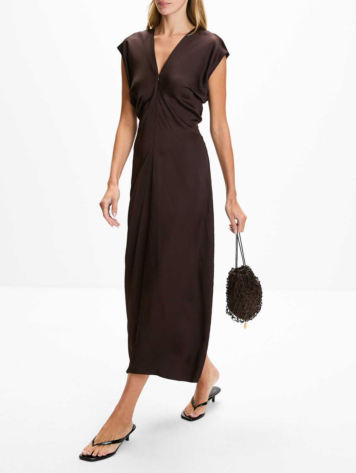 Monde Drape Maxi Dress,APIECE APART,BLACK COFFEE,Image 3
