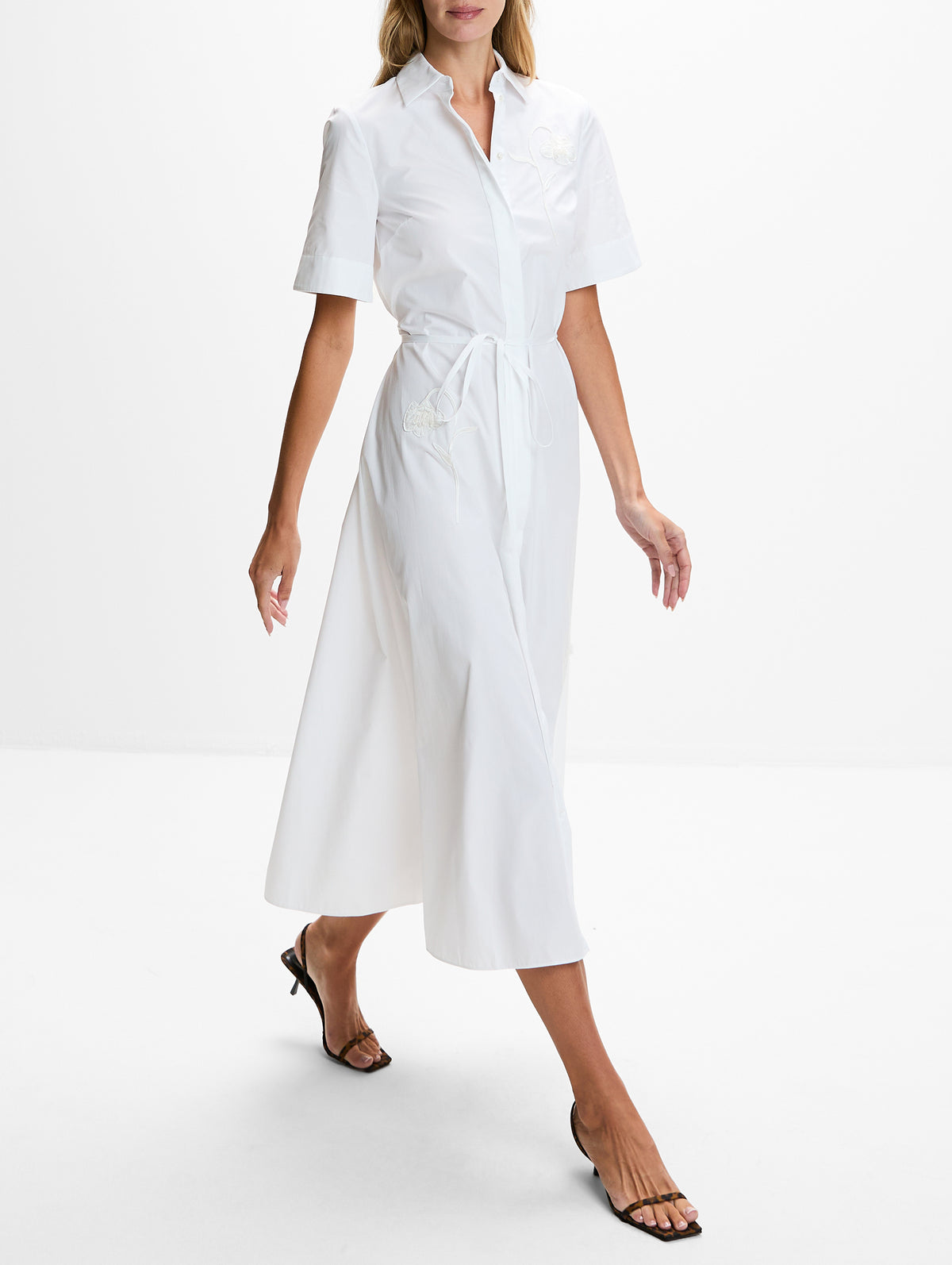 Embroidered Shirt Dress,ERDEM,WHITE,Image 3