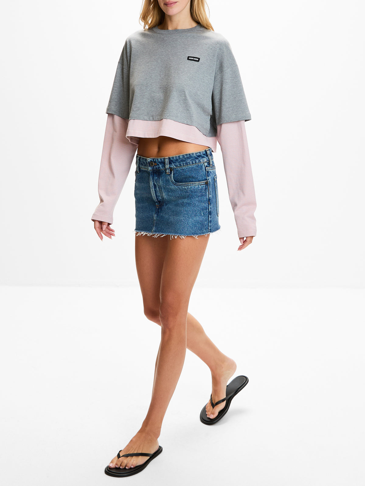 Mini Skirt,MIU MIU,BLUE,Image 3