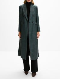 Long Double Breasted Coat,ELEVENTY,DARK JADE,Image 2