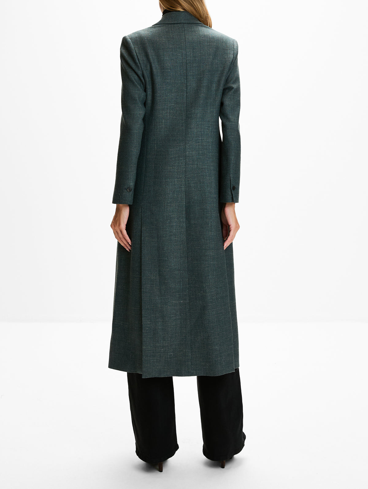 Long Double Breasted Coat,ELEVENTY,DARK JADE,Image 3