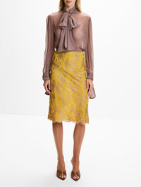 Lavaliere Blouse,SAINT LAURENT,MARRON GLACE,Image 2