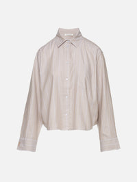 Audrey Cropped Blouse,BY MALENE BIRGER,BEIGE HERRINGBONE,Image 2