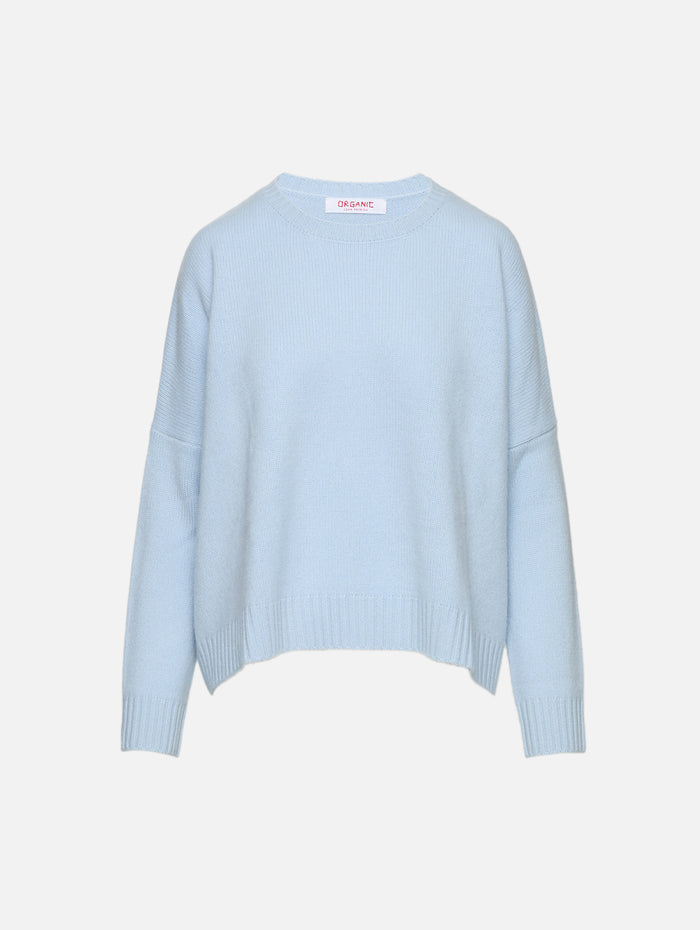 Wide Pullover Sweater,ORGANIC,AQUA,Image 1