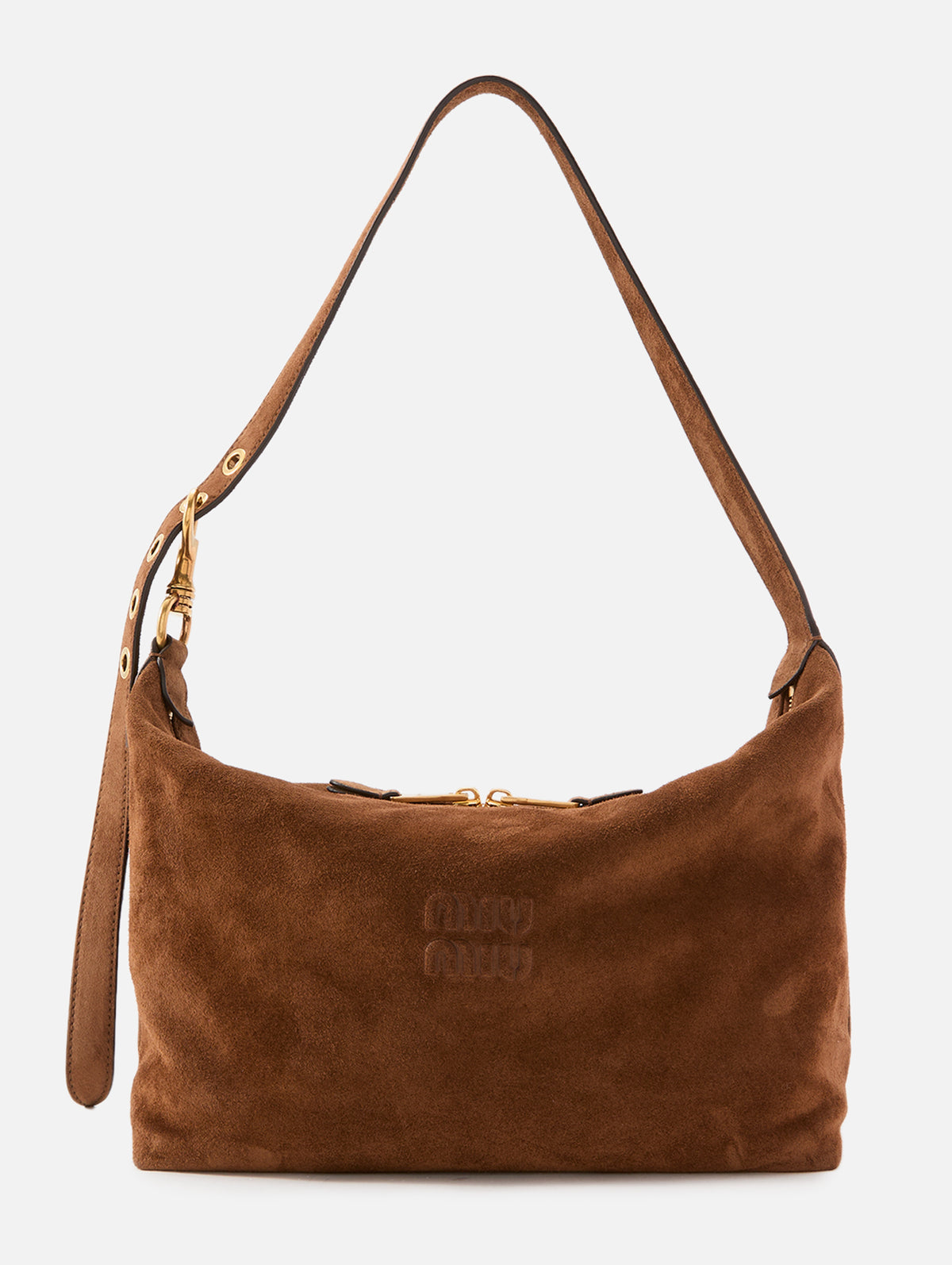Suede Shoulder Bag,MIU MIU,CACAO,Image 1