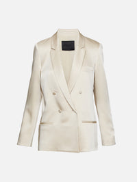 Satin Double Breasted Blazer,LAPOINTE,SAND,Image 1