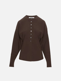 Round Neck Cardigan,BIRROT,COCOA BROWN,Image 1