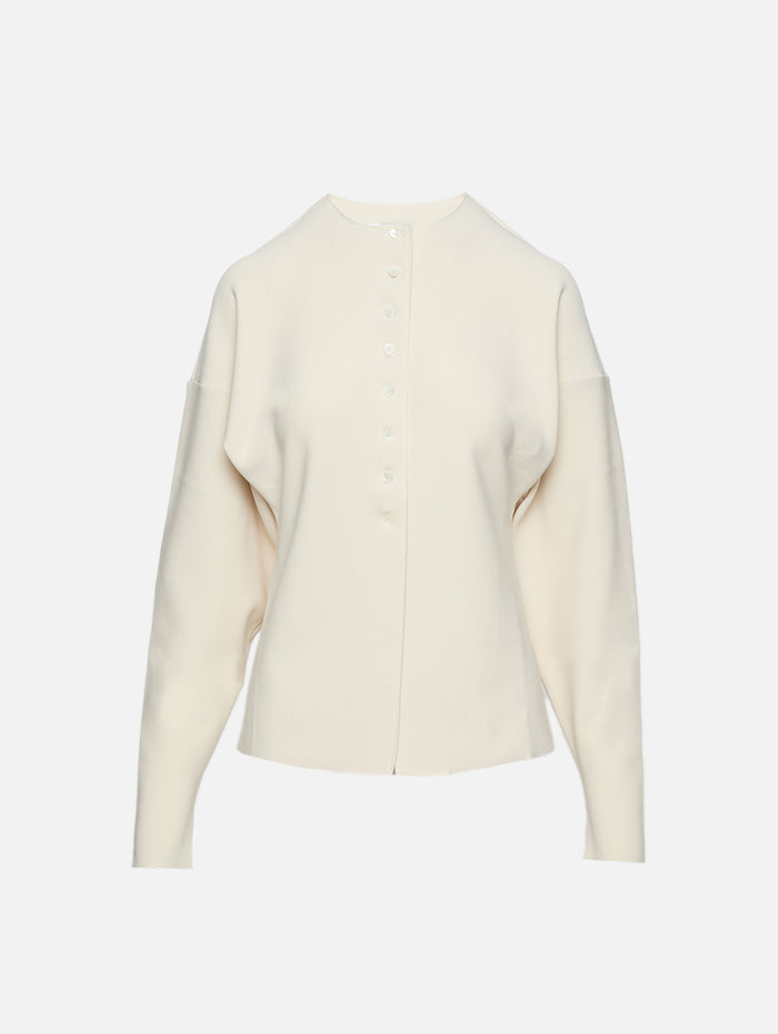 Round Neck Cardigan,BIRROT,EGG SHELL,Image 1