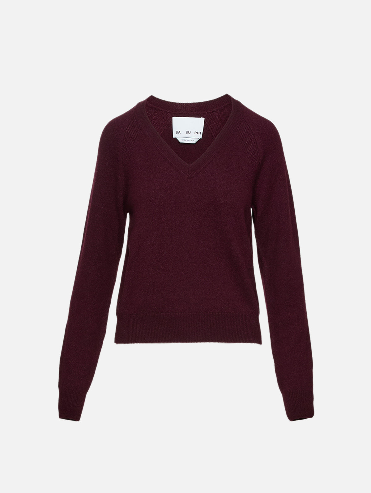 V Neck Sweater,SASUPHI,BORDEAUX,Image 2