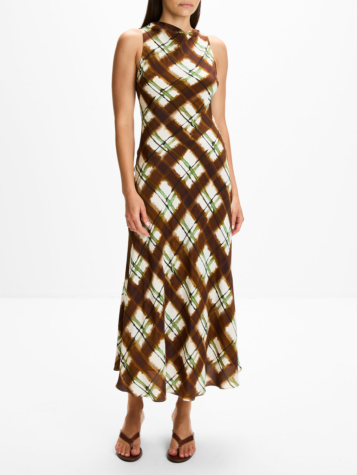 Crystal Midi Dress,CARA CARA,PAINTED PLAID,Image 2