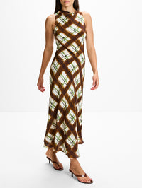 Crystal Midi Dress,CARA CARA,PAINTED PLAID,Image 3