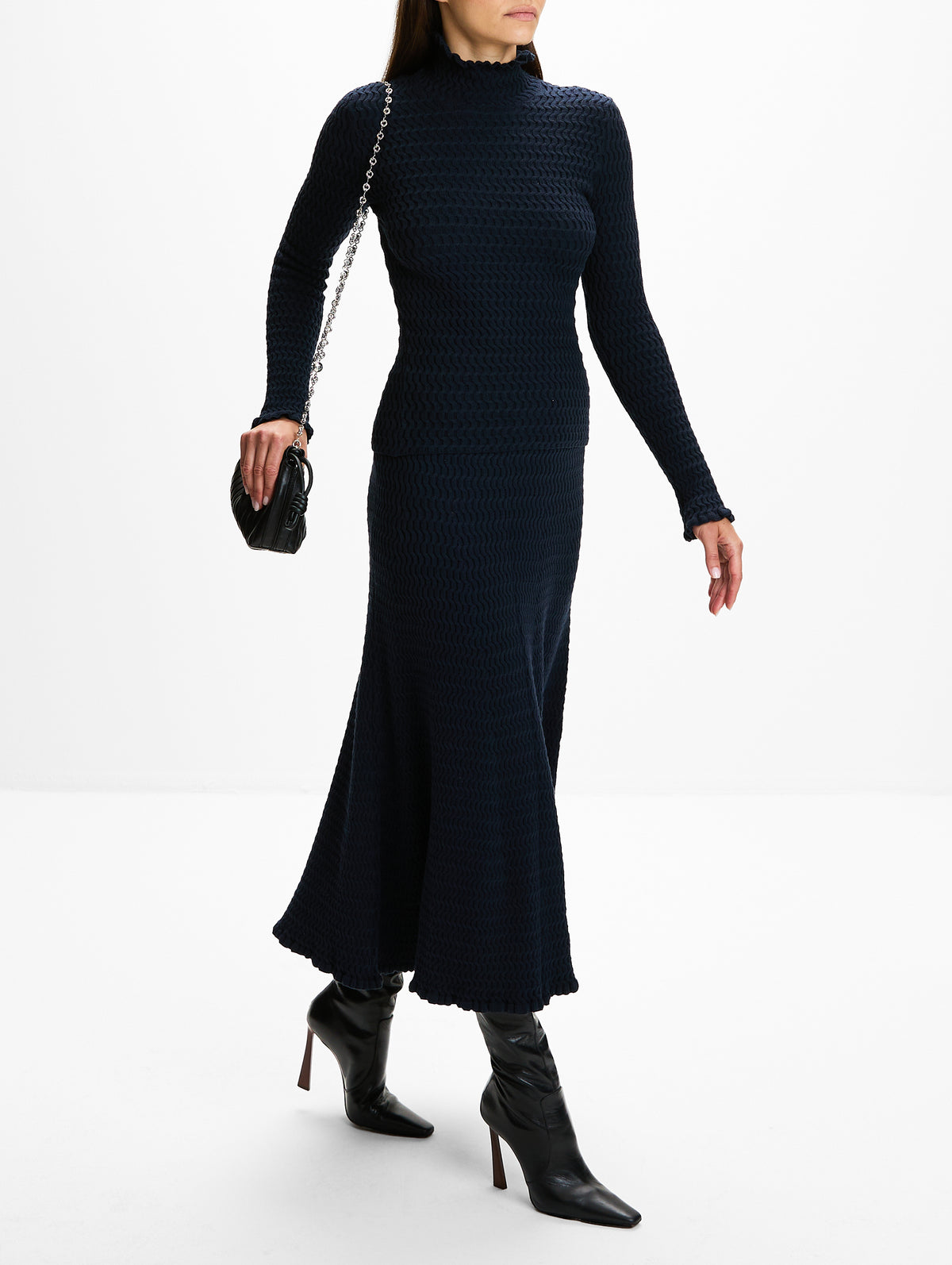 Magnolia Skirt,PROENZA SCHOULER WHITE LABEL,NAVY,Image 3