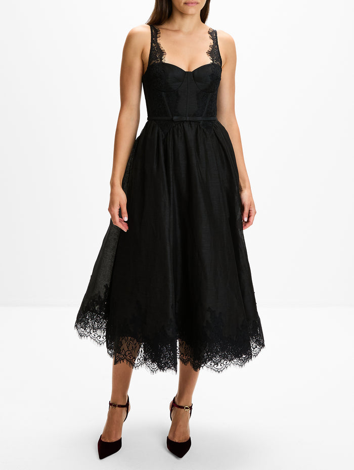 Valiant Lace Trim Midi Dress,ZIMMERMANN,BLACK,Image 1
