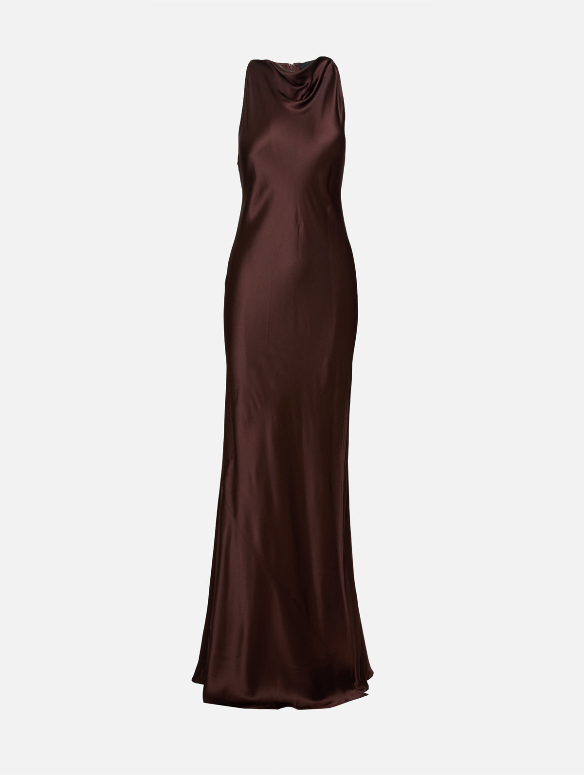 Satin Halter Gown,LAPOINTE,CHOCOLATE,Image 2