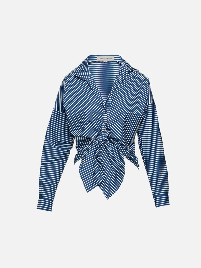 Horizonte Blouse,ANDRES OTALORA,NAVY STRIPES,Image 1