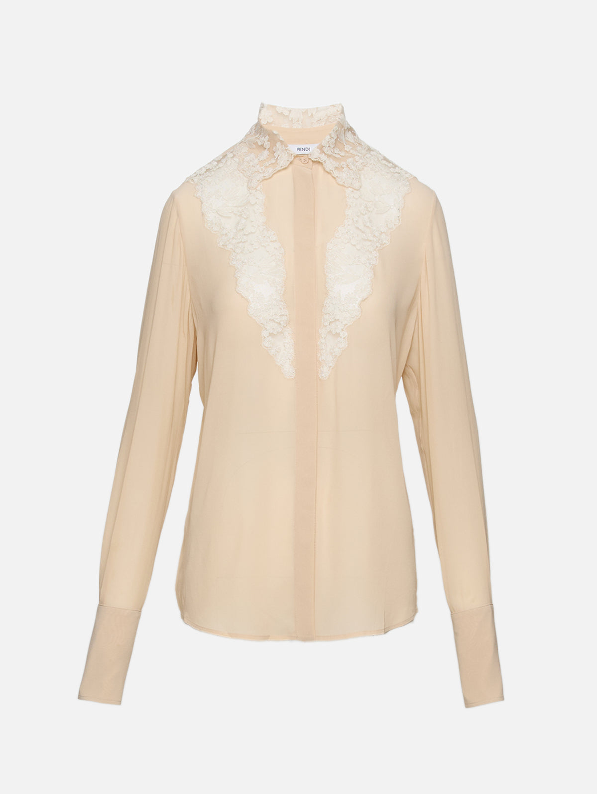 Lace Detail Blouse,FENDI,PARCHMENT,Image 1