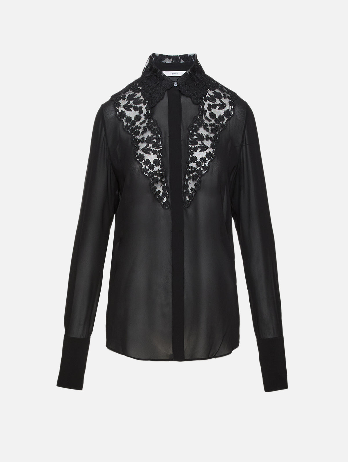Lace Detail Blouse,FENDI,BLACK,Image 2