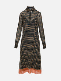 Geometric Print Dress,FENDI,ORANGE/BLACK,Image 2