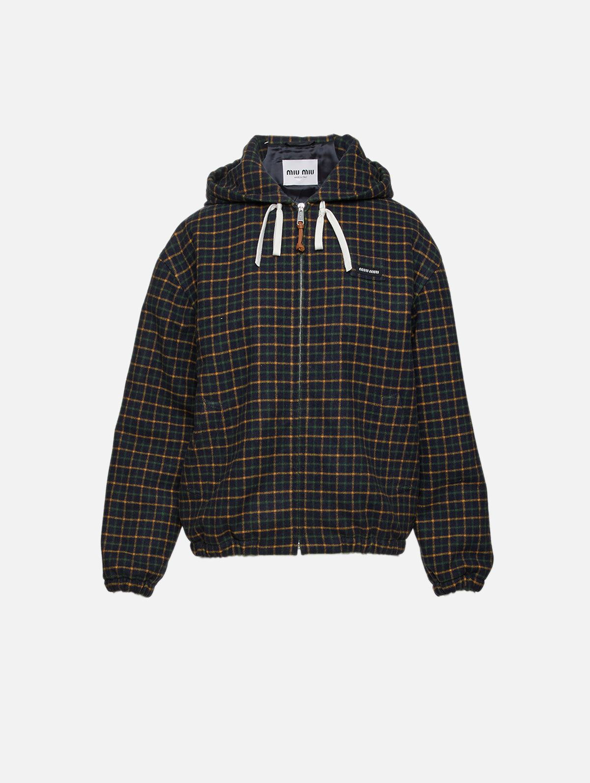Zip Up Hooded Jacket,MIU MIU,BLUE YELLOW,Image 1