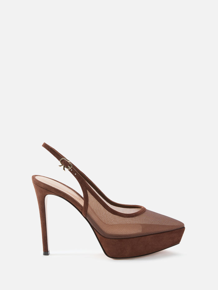 Mesh Platform Slingback 85mm,GIANVITO ROSSI,BROWN,Image 1