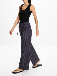 Drawcord Pant,ANOTHER TOMORROW,NAVY/WHITE STRIPE,Image 3