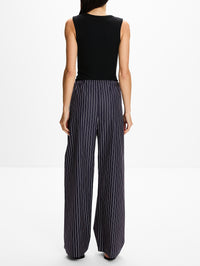 Drawcord Pant,ANOTHER TOMORROW,NAVY/WHITE STRIPE,Image 4
