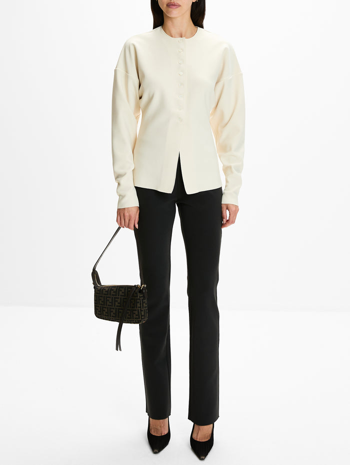 Round Neck Cardigan,BIRROT,EGG SHELL,Image 1