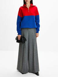 Quarter Zip Sweater,LOEWE,RED BLUE,Image 2