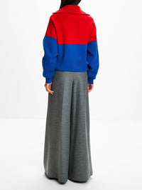 Quarter Zip Sweater,LOEWE,RED BLUE,Image 3