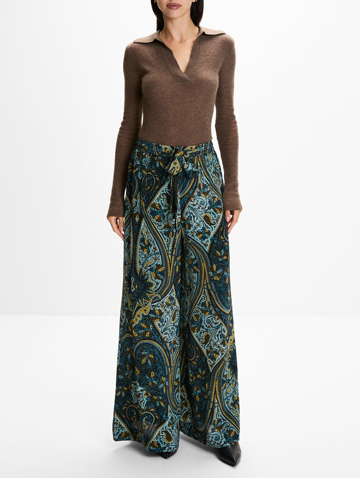 Sawyer Wide Leg Pant,ULLA JOHNSON,PRUSSIAN,Image 2