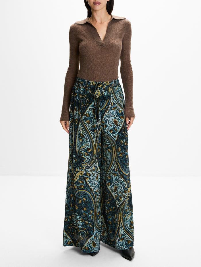Sawyer Wide Leg Pant,ULLA JOHNSON,PRUSSIAN,Image 1