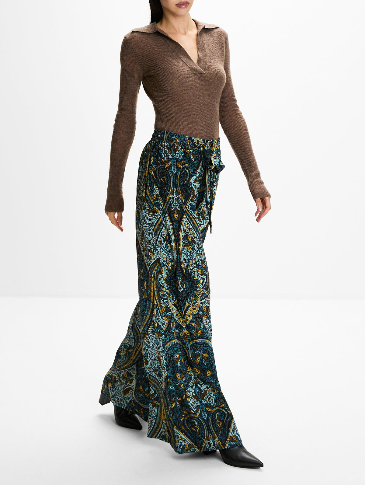 Sawyer Wide Leg Pant,ULLA JOHNSON,PRUSSIAN,Image 3