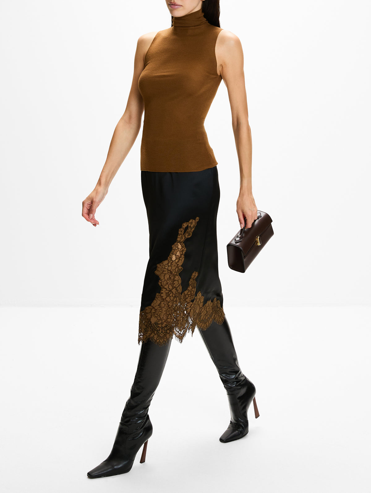 Shiny Statement Skirt,DOROTHEE SCHUMACHER,BLACK,Image 3