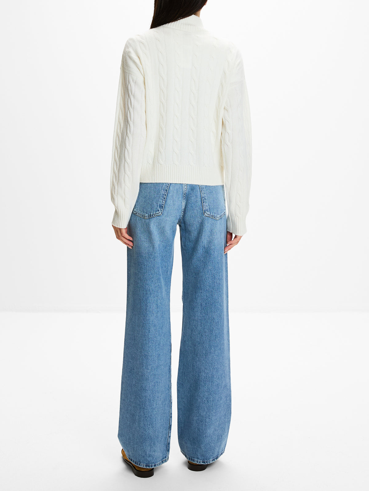 Zip Up Cable Sweater,ELEVENTY,WHITE,Image 3