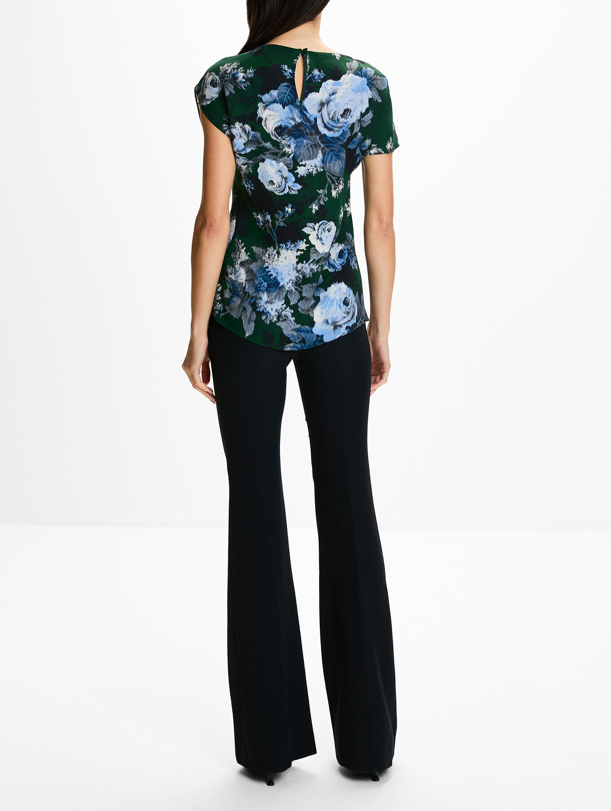 Crepe Draped Blouse,ERDEM,ROSE FOREST GREEN,Image 3
