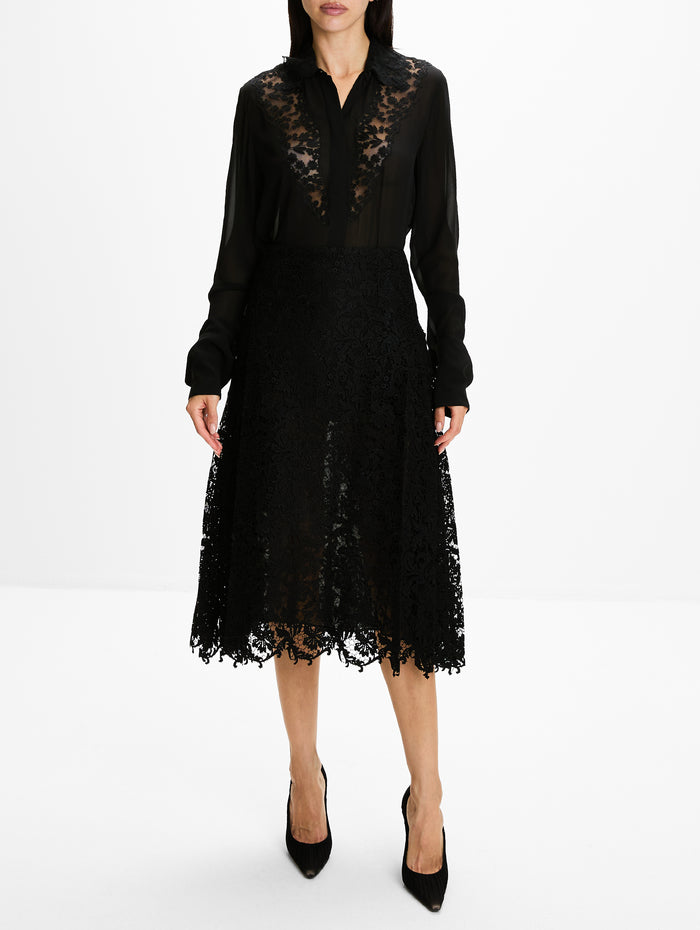 Lace Detail Blouse,FENDI,BLACK,Image 1