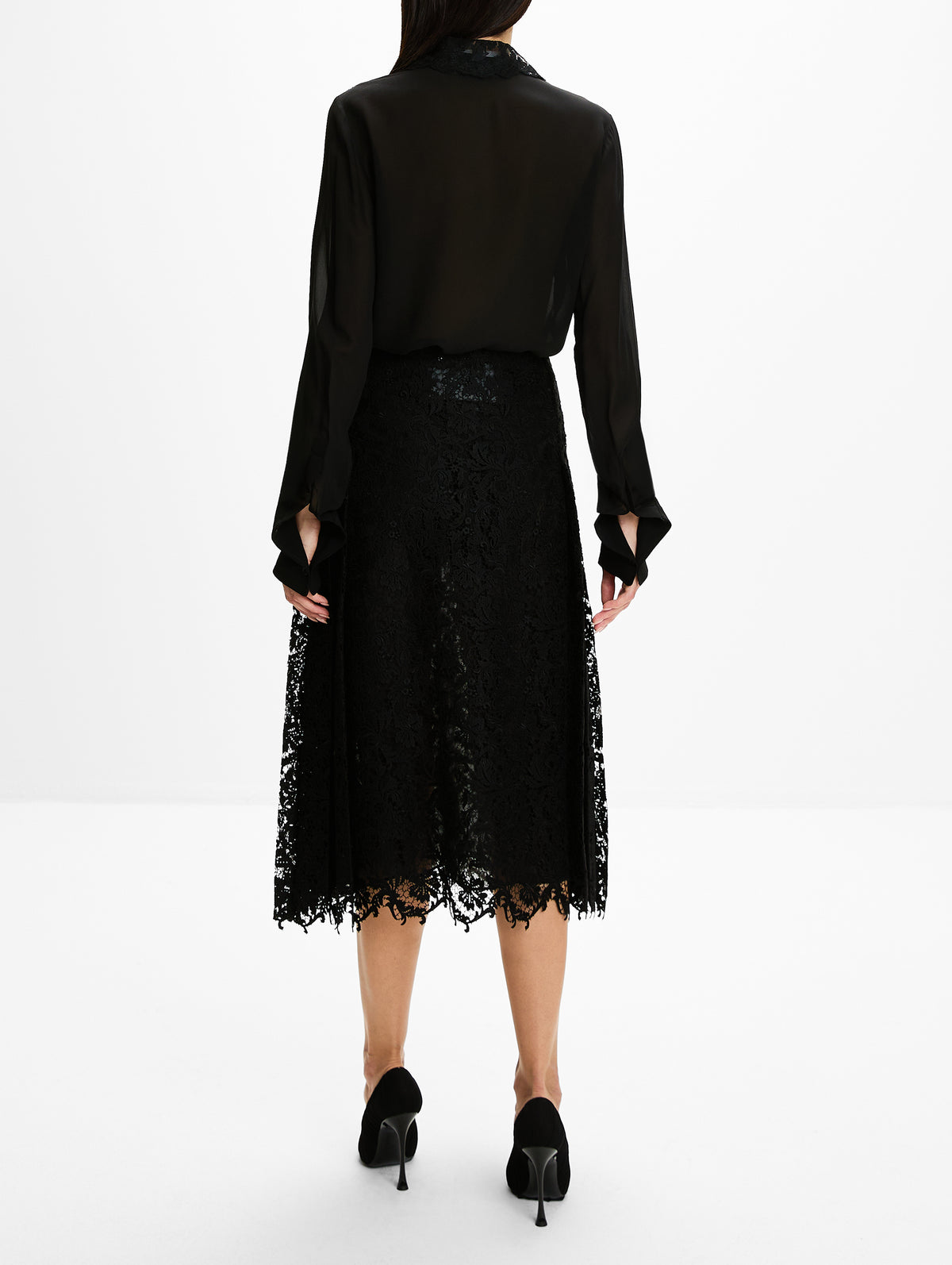 Lace Skirt,FENDI,BLACK,Image 4