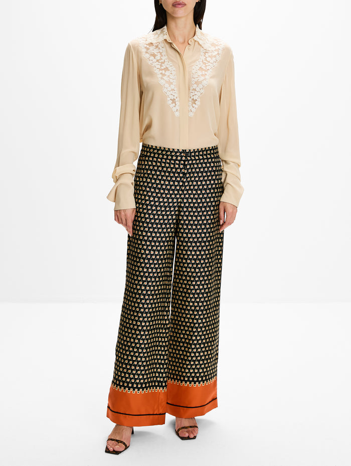 Lace Detail Blouse,FENDI,PARCHMENT,Image 1