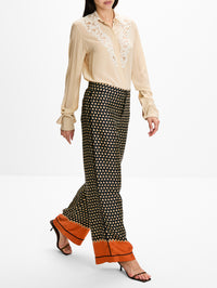 Geometric Print Pant,FENDI,ORANGE/BLACK,Image 3