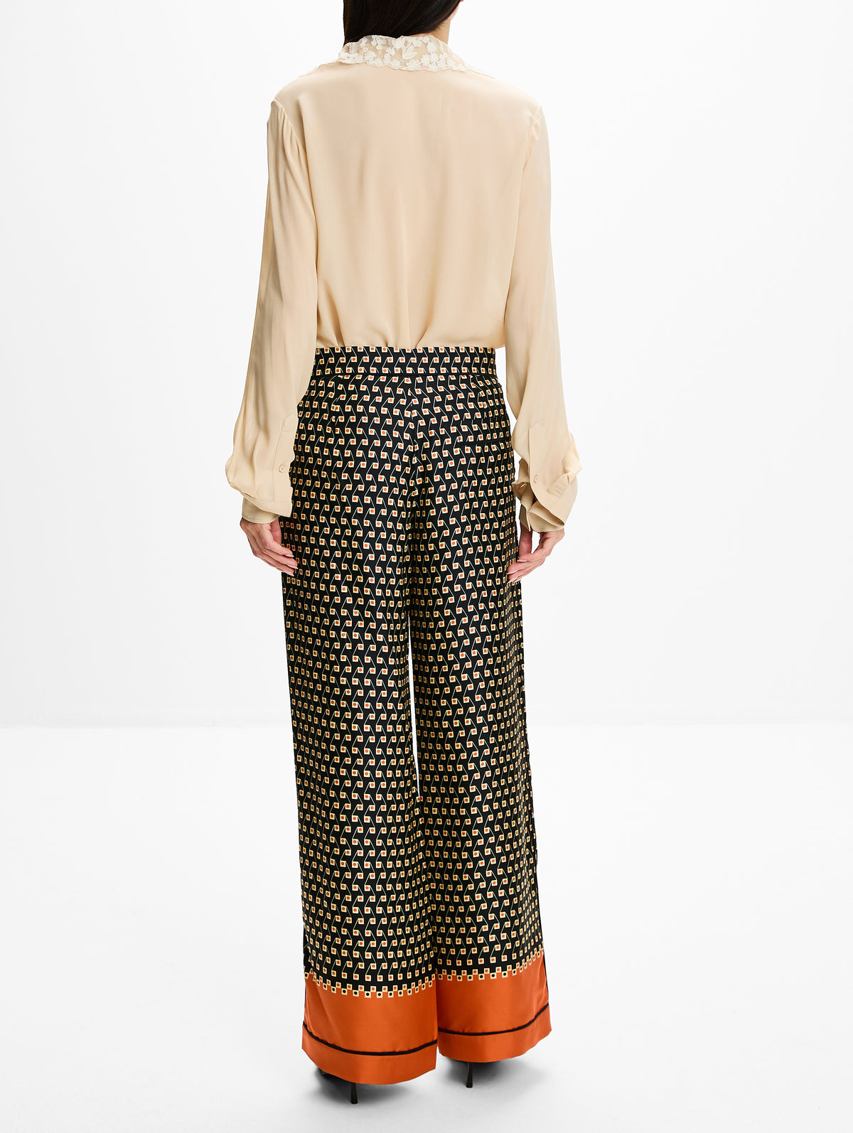 Lace Detail Blouse,FENDI,PARCHMENT,Image 4