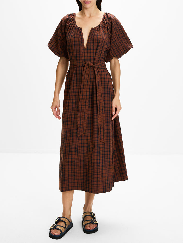 Fairground Dress,THE GREAT,WOODCREST PLAID,Image 1