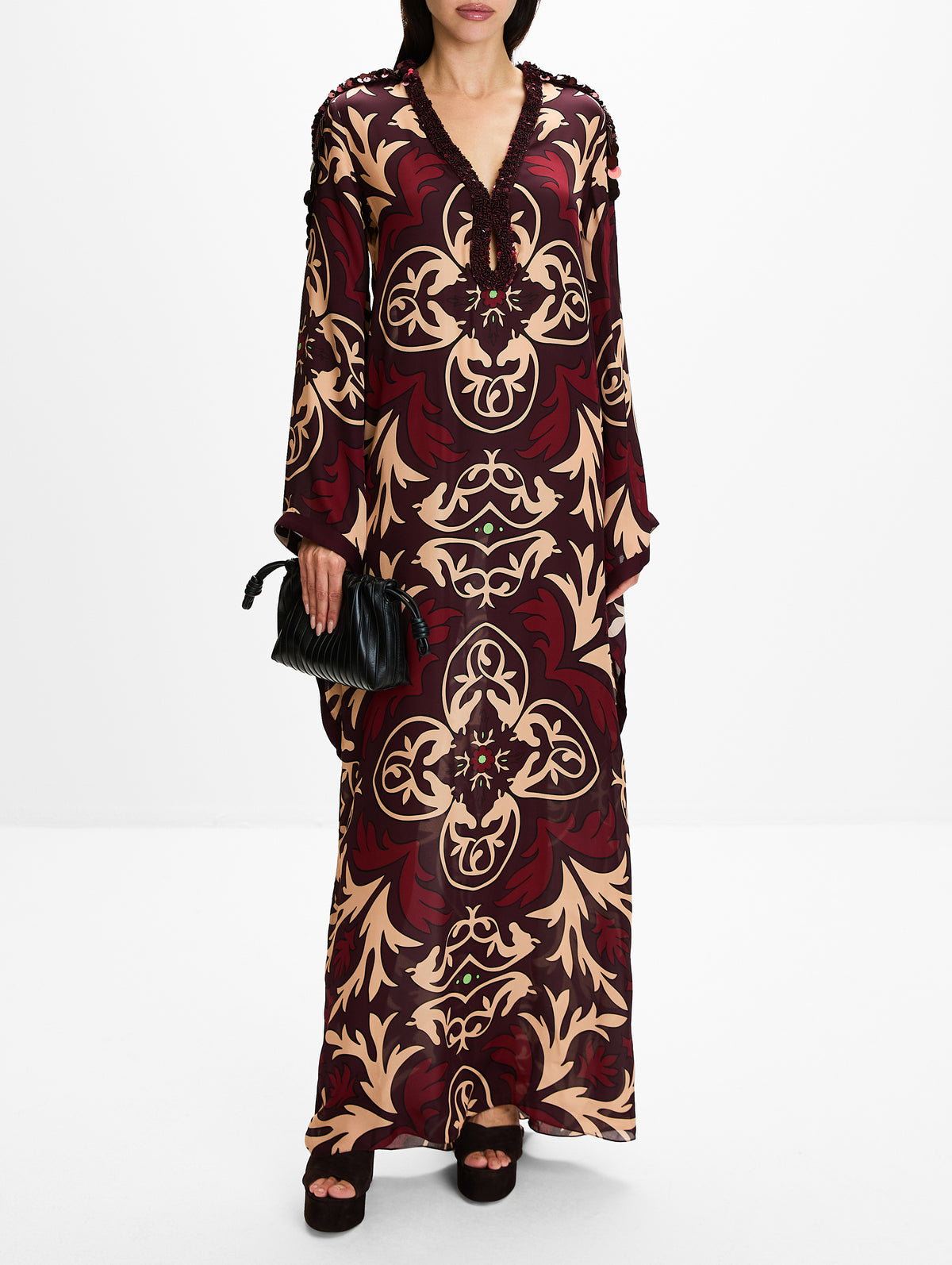One Palm Tunic Dress,JOHANNA ORTIZ,WINE SAND,Image 2