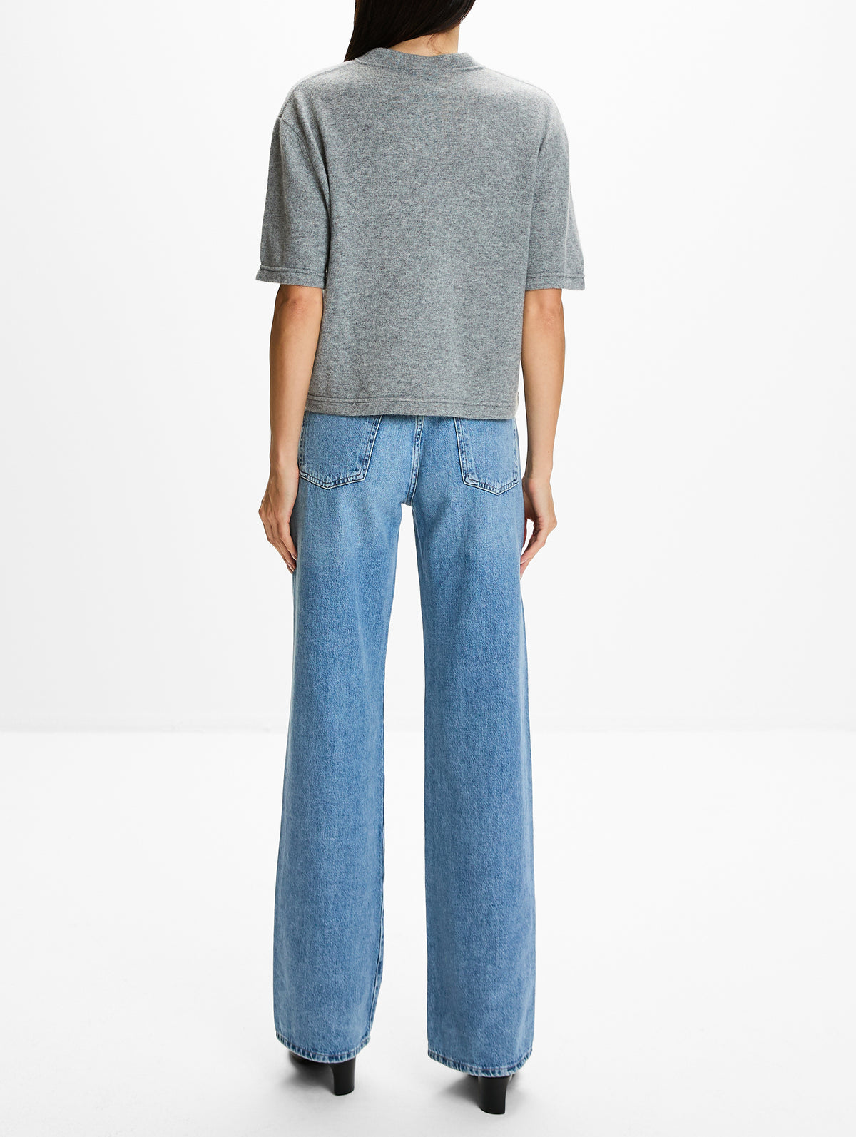 Cropped T Shirt,SASUPHI,MEDIUM GREY,Image 3