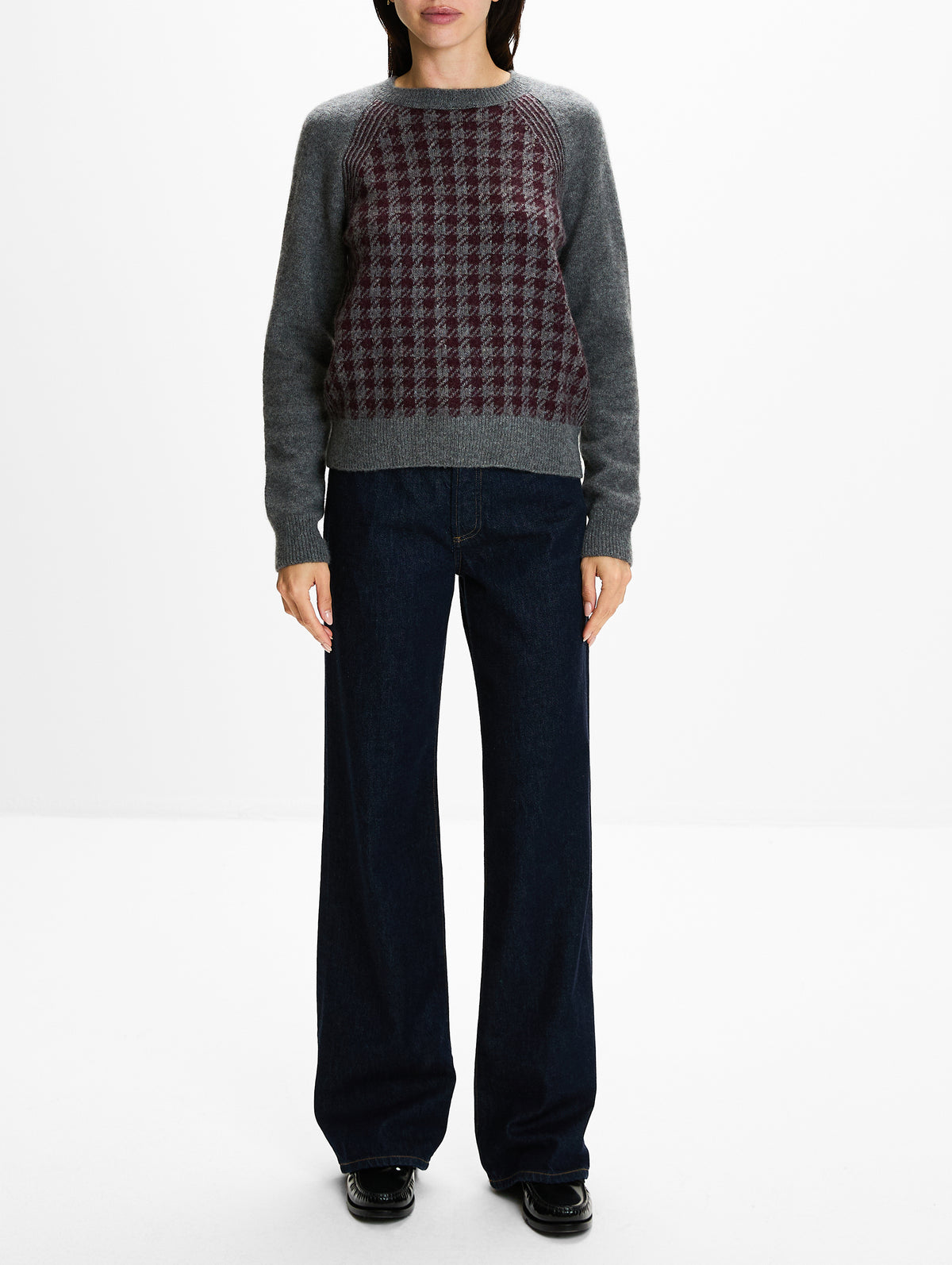 Round Neck Sweater,SASUPHI,BORDEAUX,Image 2