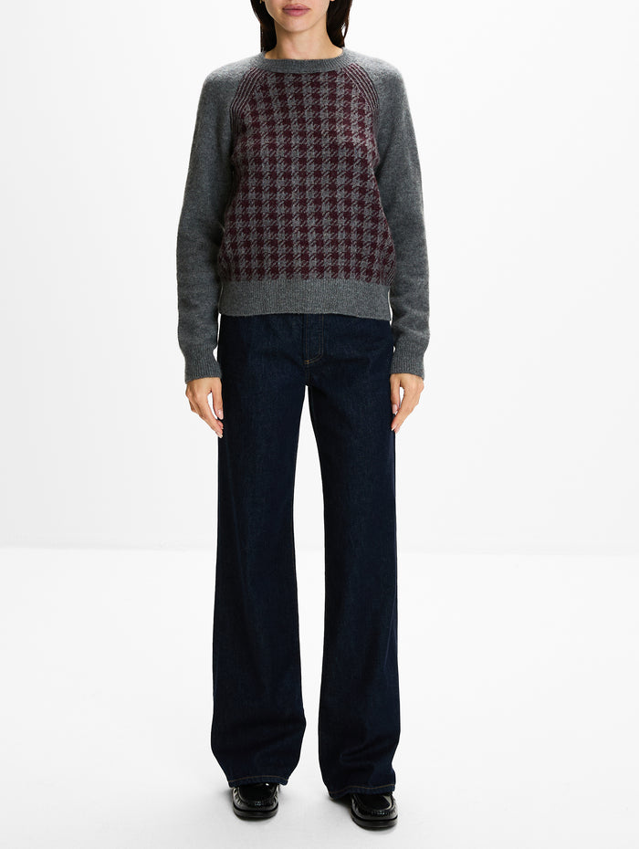 Round Neck Sweater,SASUPHI,BORDEAUX,Image 1