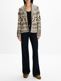 Nordic Flower Lodge Cardigan,THE GREAT,MARLED CHESTNUT,Image 2