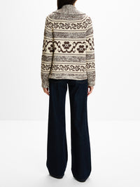 Nordic Flower Lodge Cardigan,THE GREAT,MARLED CHESTNUT,Image 3
