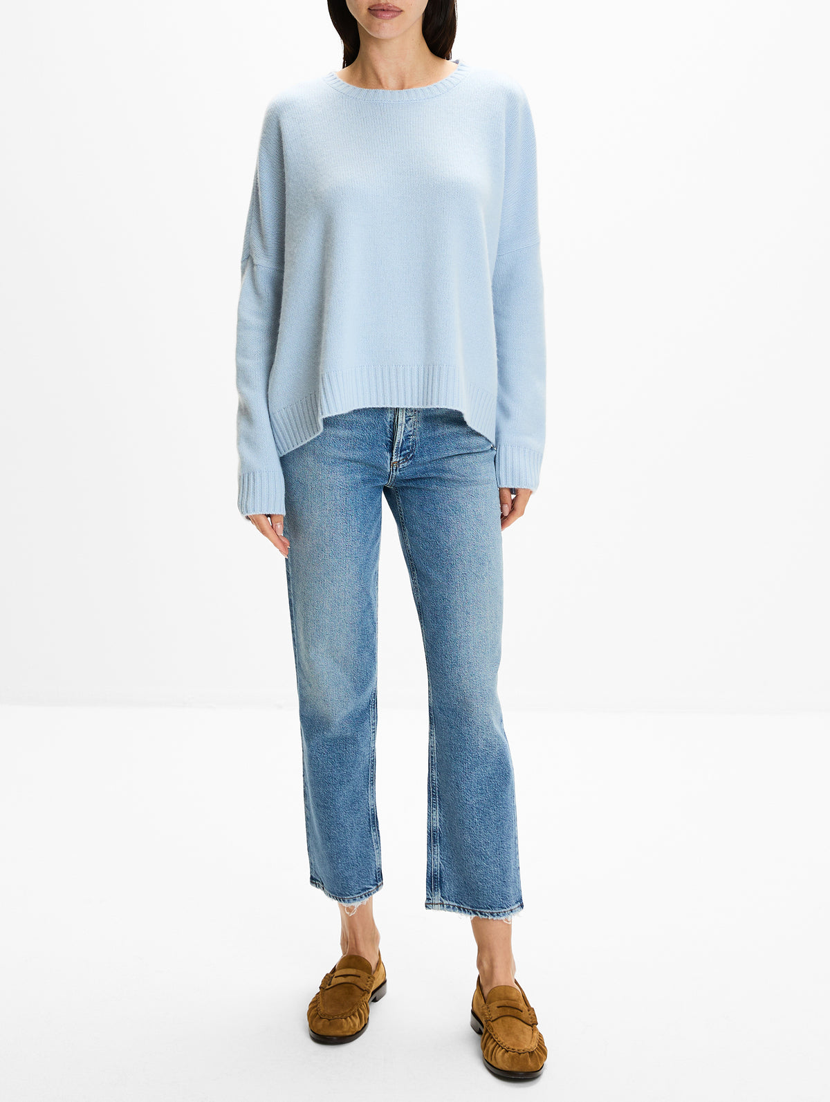Wide Pullover Sweater,ORGANIC,AQUA,Image 2
