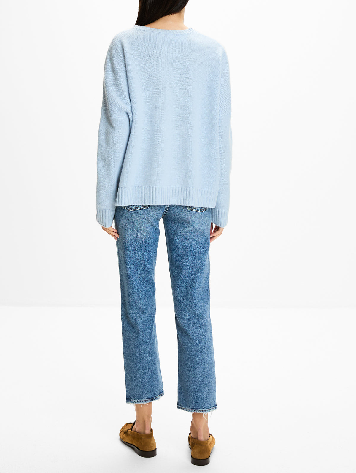 Wide Pullover Sweater,ORGANIC,AQUA,Image 3