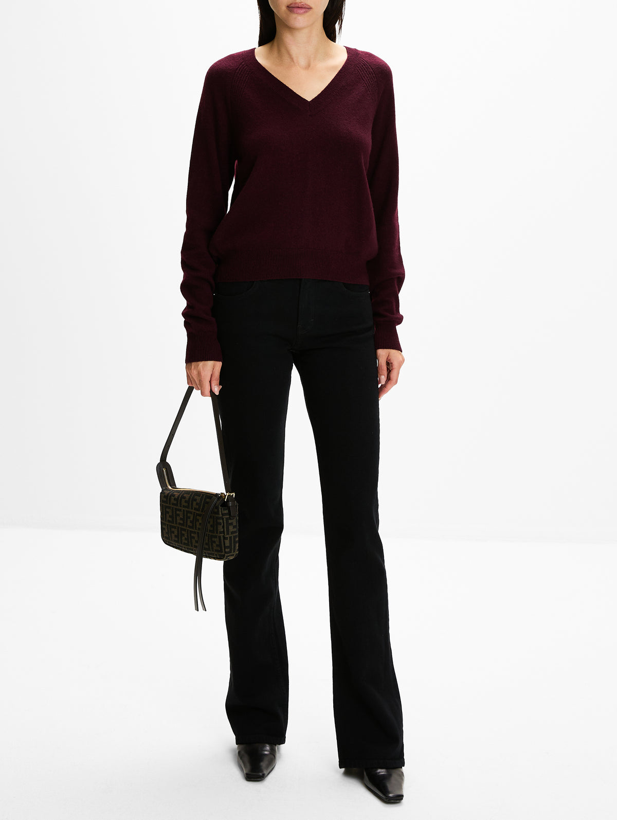 V Neck Sweater,SASUPHI,BORDEAUX,Image 2